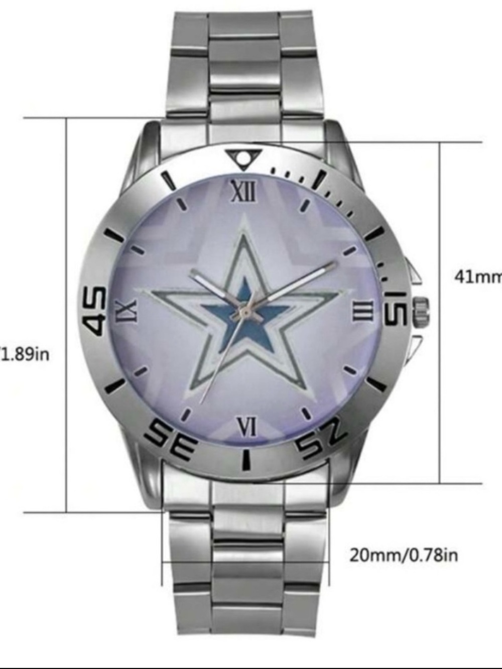NFL Dallas Cowboys Football Team Men’s Stainless Steel Watch
